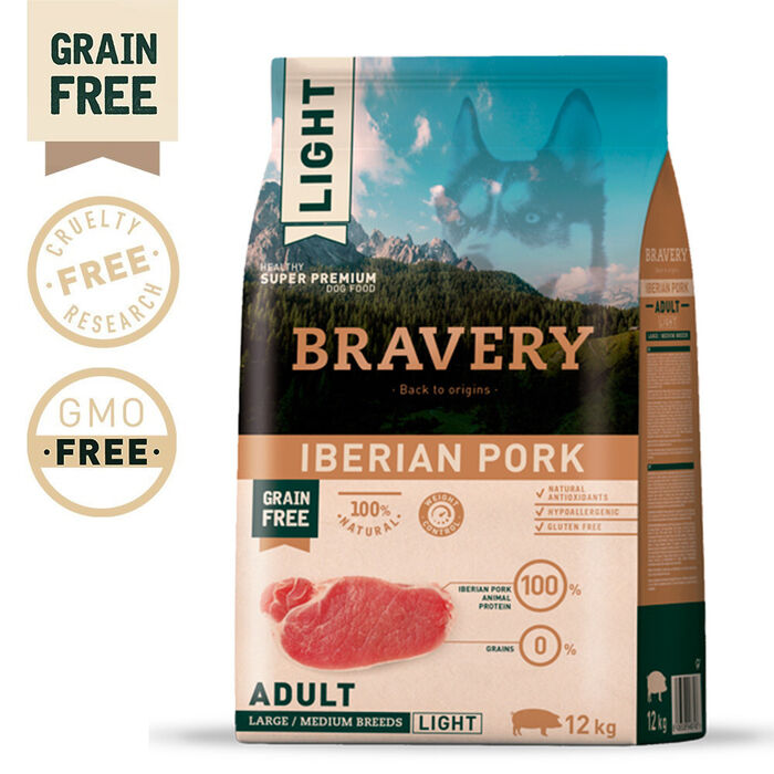 Bravery Cão Adulto Médio-Grande Light - Porco Ibérico