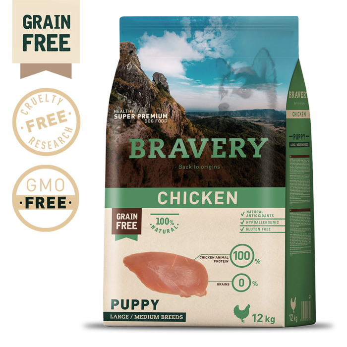 Bravery Cão Puppy Médio-Grande - Frango