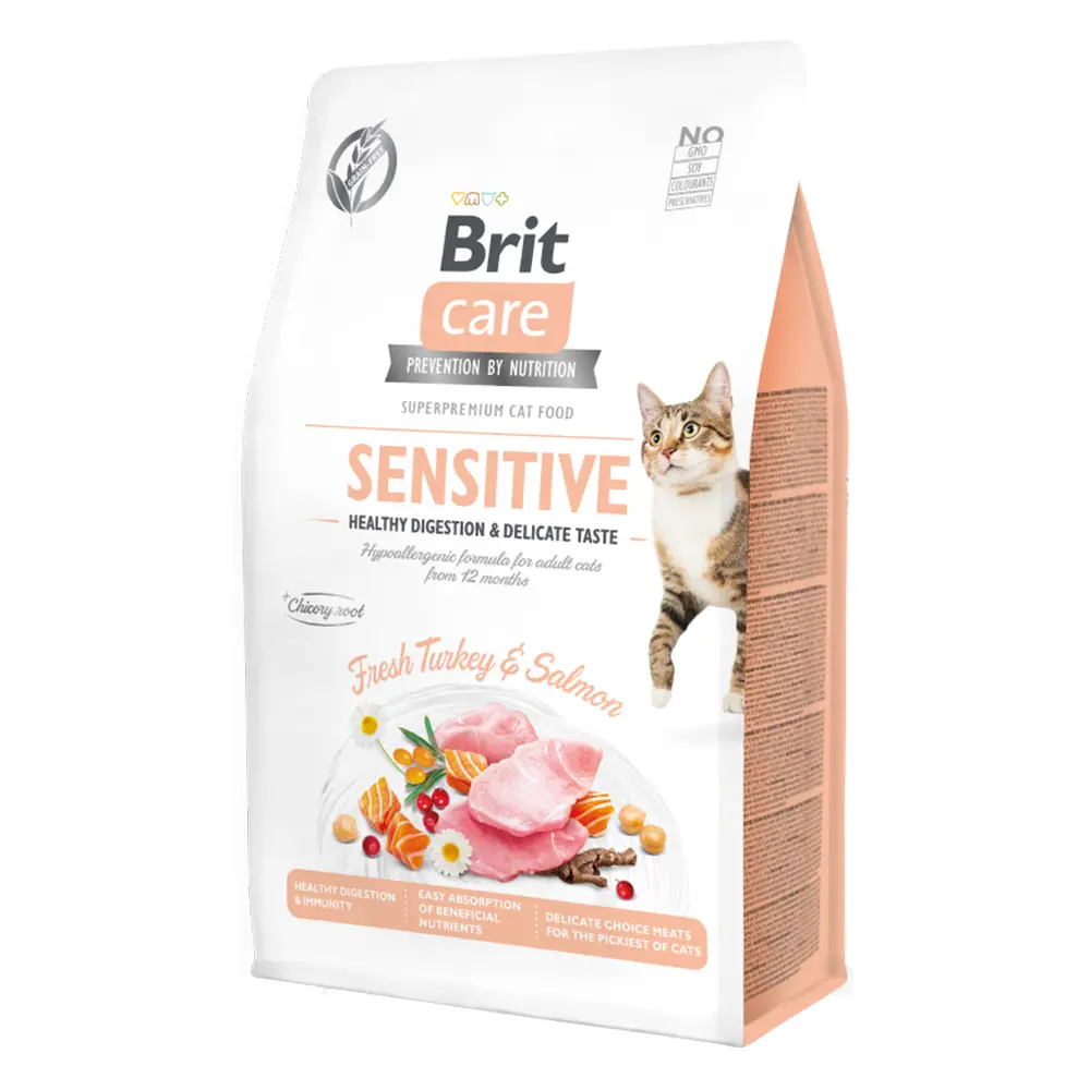 Brit Care Cat Grain Free Sensitive Healthy Digestion & Delicate Taste - Turkey & Salmon
