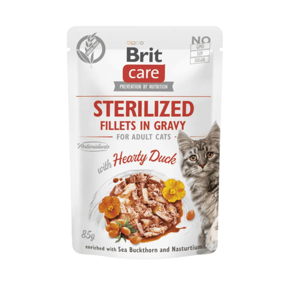 Brit Care Cat Sterilized Fillets in Gravy with Hearty Duck
