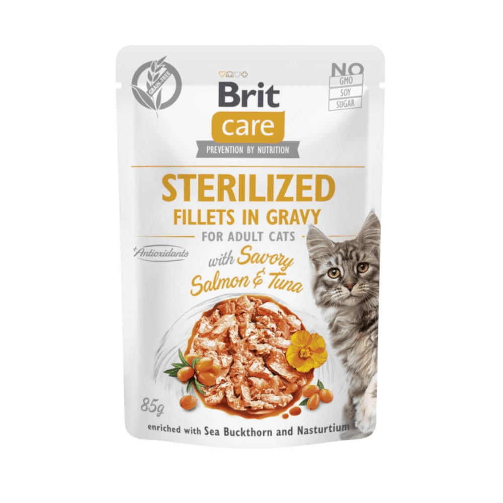 Brit Care Cat Sterilized Fillets in Gravy with Savory Salmon & Tuna