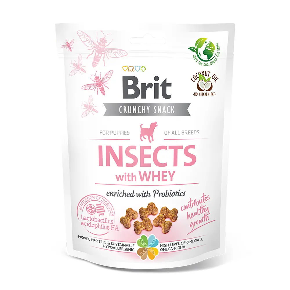 Brit Care Dog Puppy Crunchy Cracker Insects with Whey Enriched with Probiotics