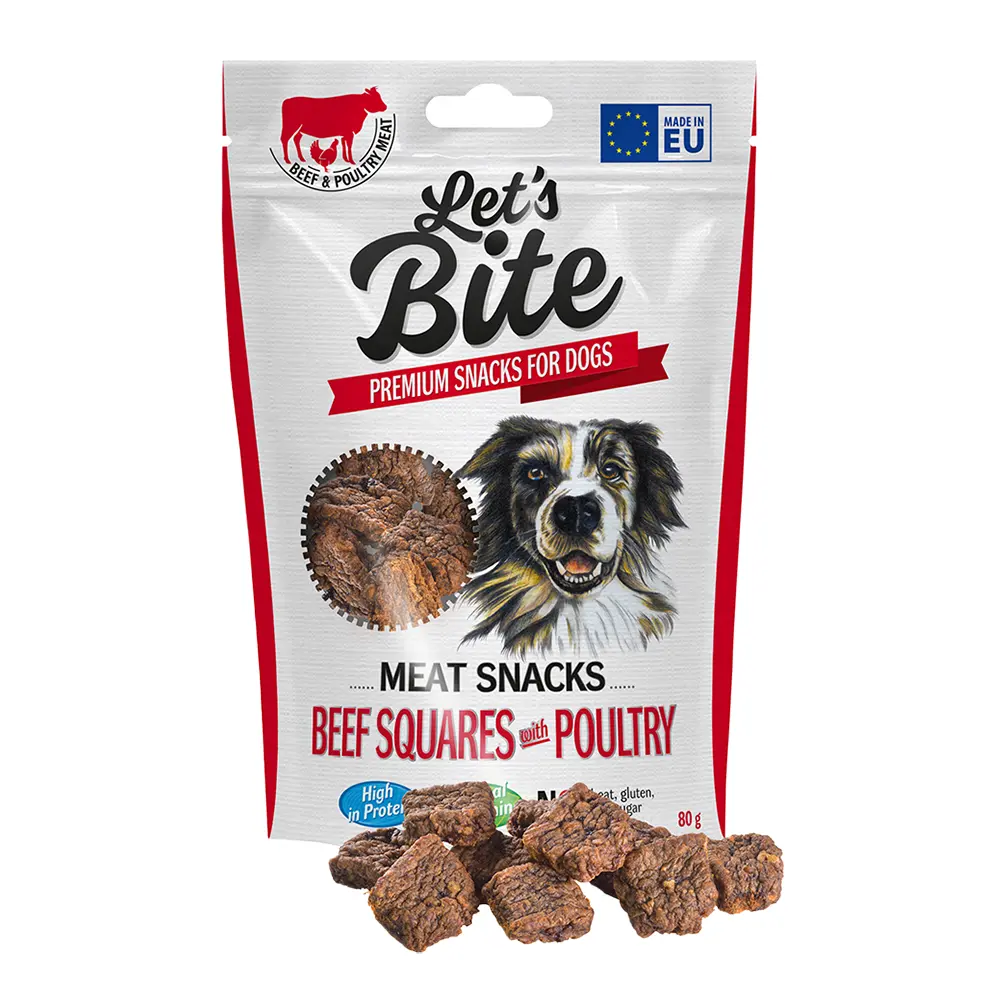 Brit Let`s Bite Dog Meat Snacks Beef Squares with Poultry