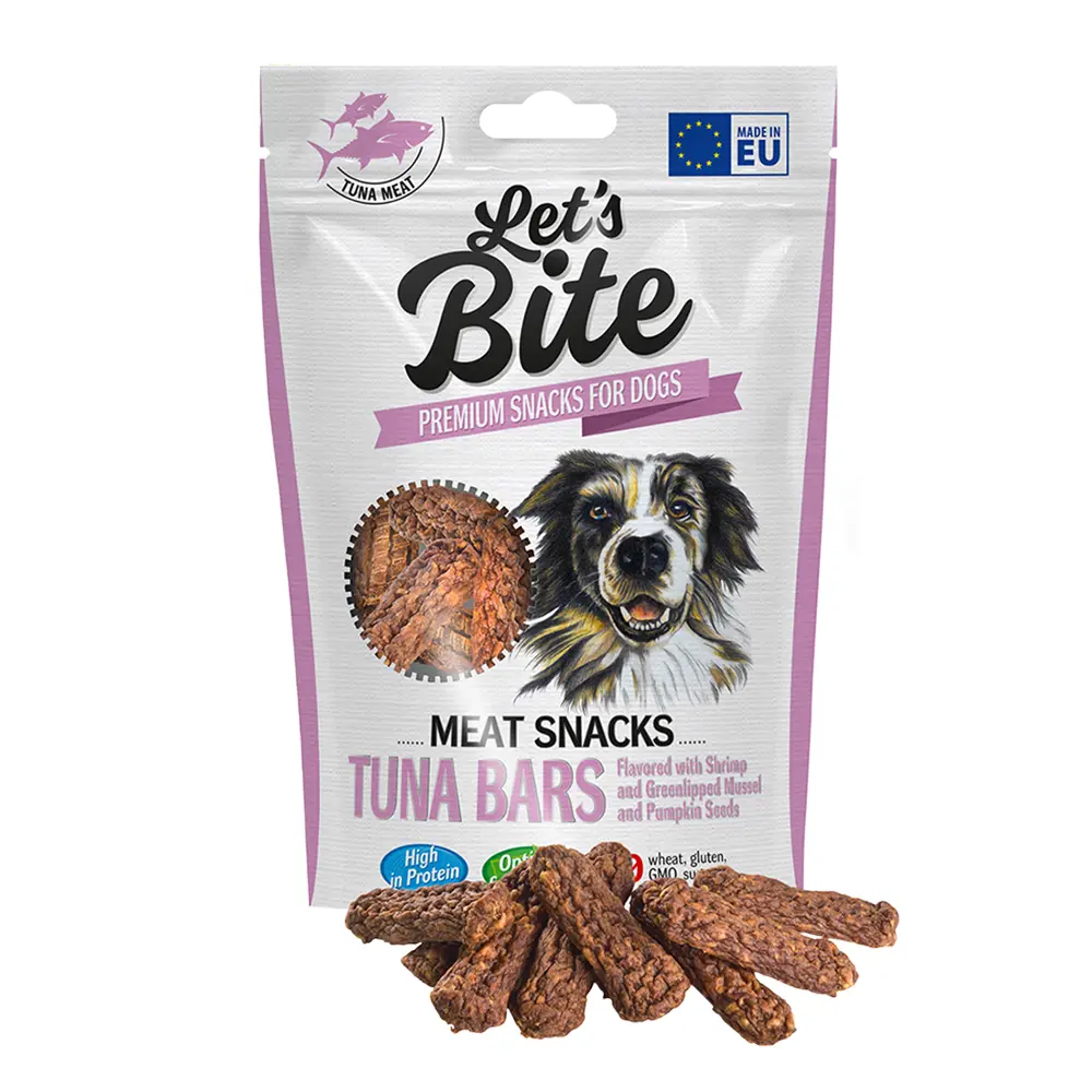 Brit Let`s Bite Dog Meat Snacks Tuna Bars with Shrimps & Pumpkin Seeds