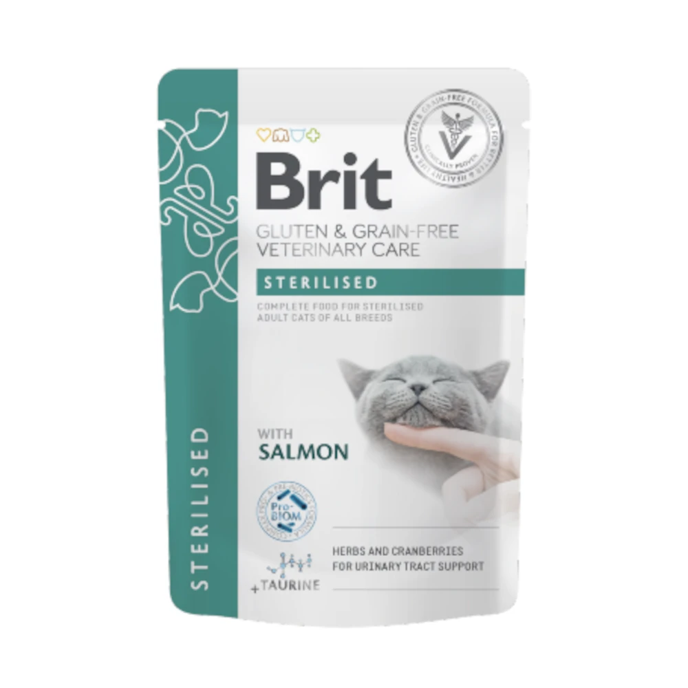 Brit Veterinary Diet Cat Sterilised Gluten & Grain-Free Salmon in Gravy