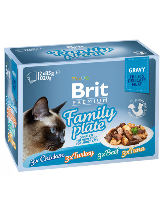 Brit Blue Cat Delicate Fillets in Gravy Family Plate Multipack