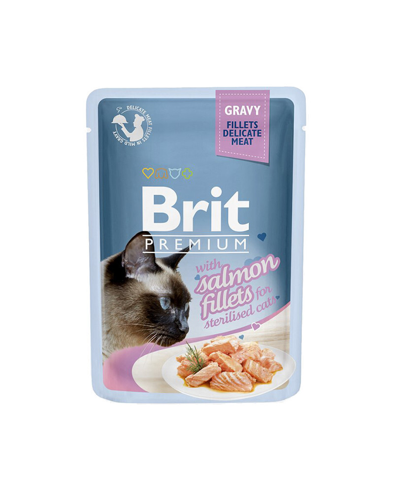 Brit Blue Cat Delicate Fillets in Gravy with Salmon for Sterilised 0