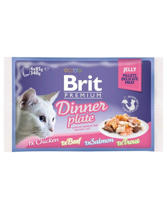 Brit Blue Cat Delicate Fillets in Jelly Dinner Plate Multipack