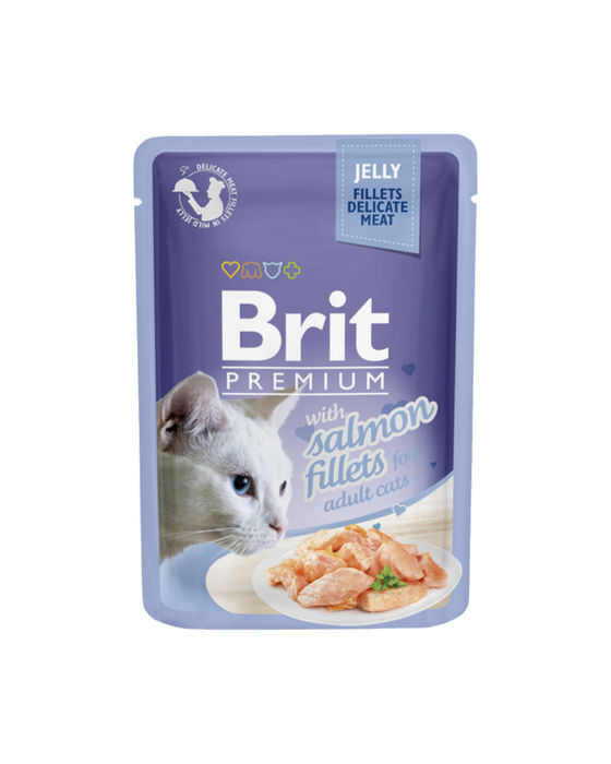 Brit Blue Cat Delicate Fillets in Jelly with Salmon