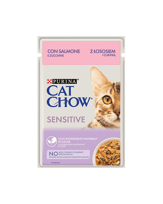 Cat Chow Sensitive Gato Adulto - Salmão e Curgete em Molho