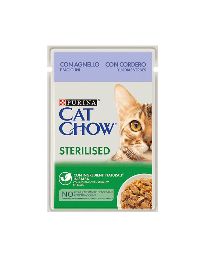 Cat Chow Gato Esterilizado - Borrego e Feijão Verde em Molho 0