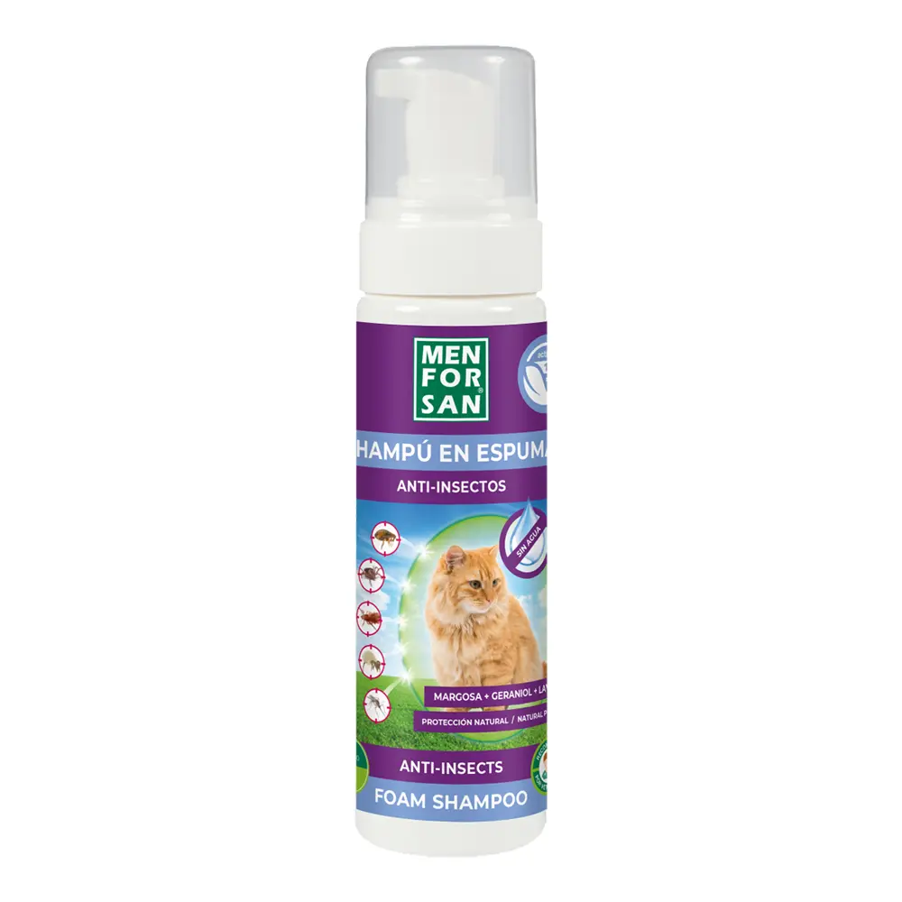 Champô em Espuma Anti-Insetos para Gatos - Menforsan