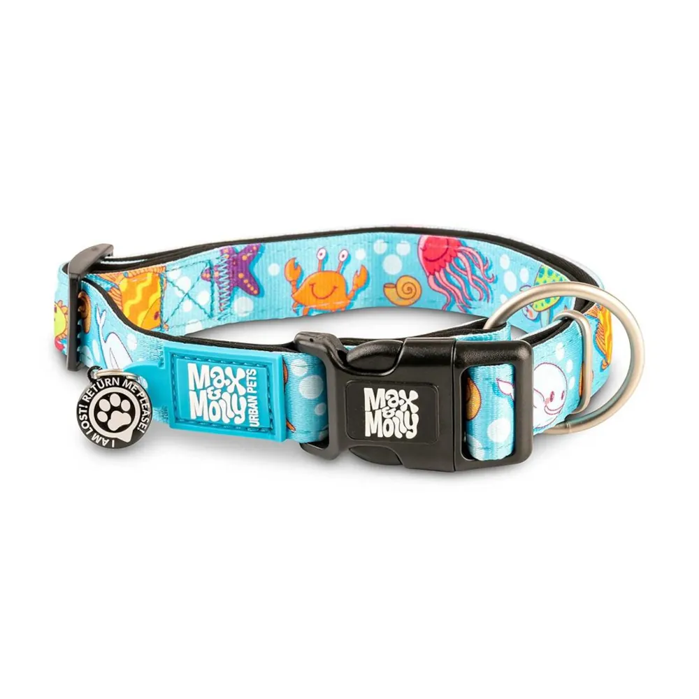 Coleira Blue Ocean com ID Tag para Cães - Max & Molly
