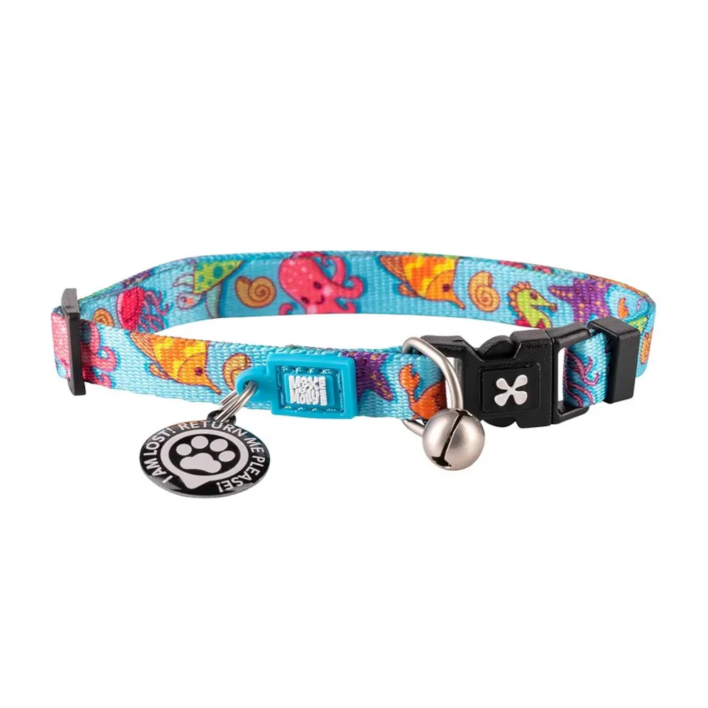 Coleira Blue Ocean com ID Tag para Gatos - Max & Molly