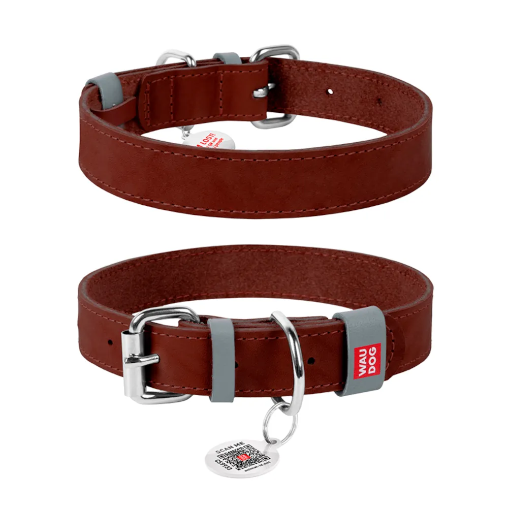 Coleira Classic em Couro para Cães - Waudog