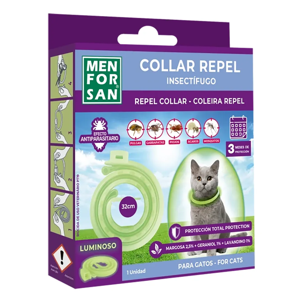 Coleira Luminescente Repelente para Gatos - Menforsan