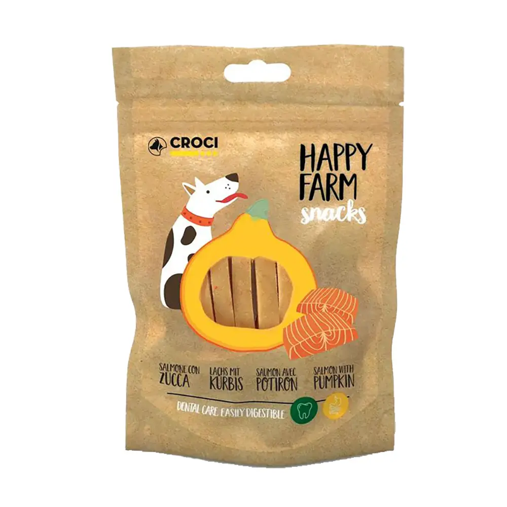 Croci - Snacks Happy Farm com Salmão e Abóbora para Cães