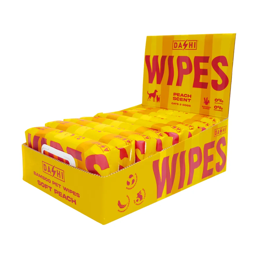 Dashi Bamboo Pet Wipes Soft Peach