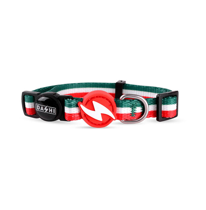 Dashi Coleira Gato Stripes³ - Green & Red