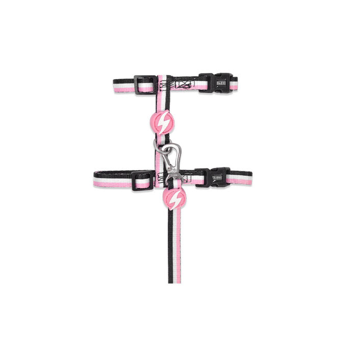 Dashi Arnês + Trela Stripes³ para Gatos - Pink & Black