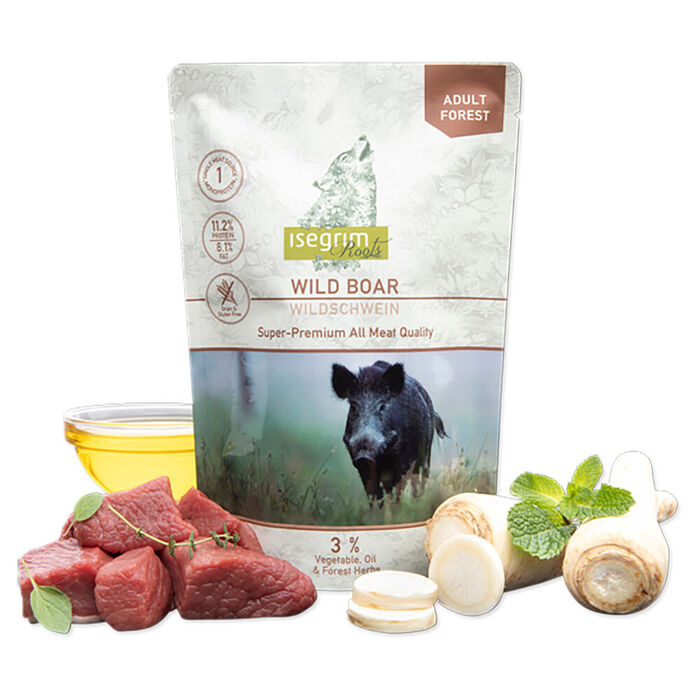 Isegrim Roots Monoprotein Super Premium - Javali, Óleo de Linha e Ervas Aromáticas