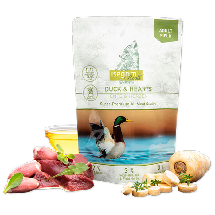 Isegrim Roots Super Premium - Pato e Corações com Vegetais, Oléo de Linhaça e Ervas