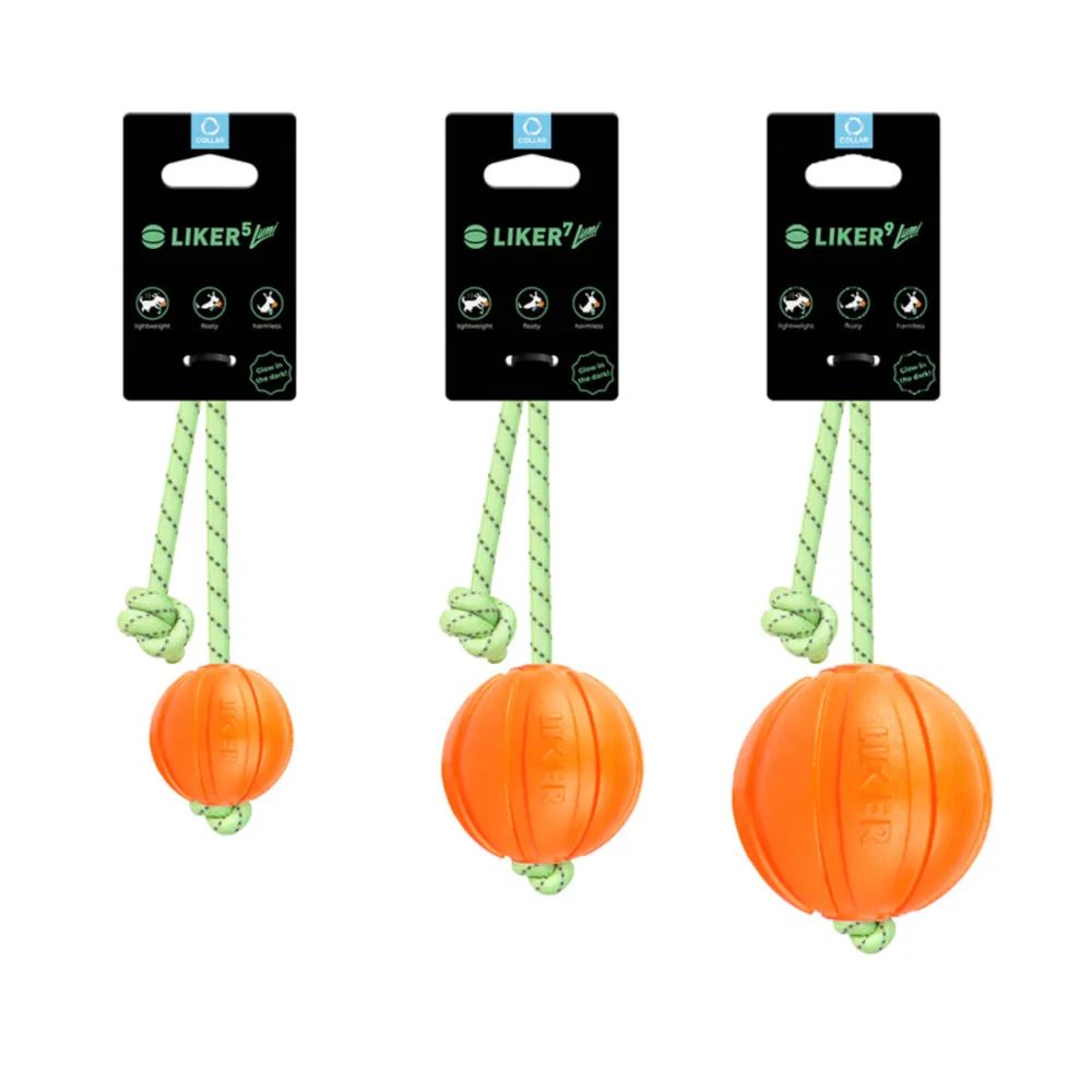 Liker Lumi - Bola com Corda Fluorescente para Cães