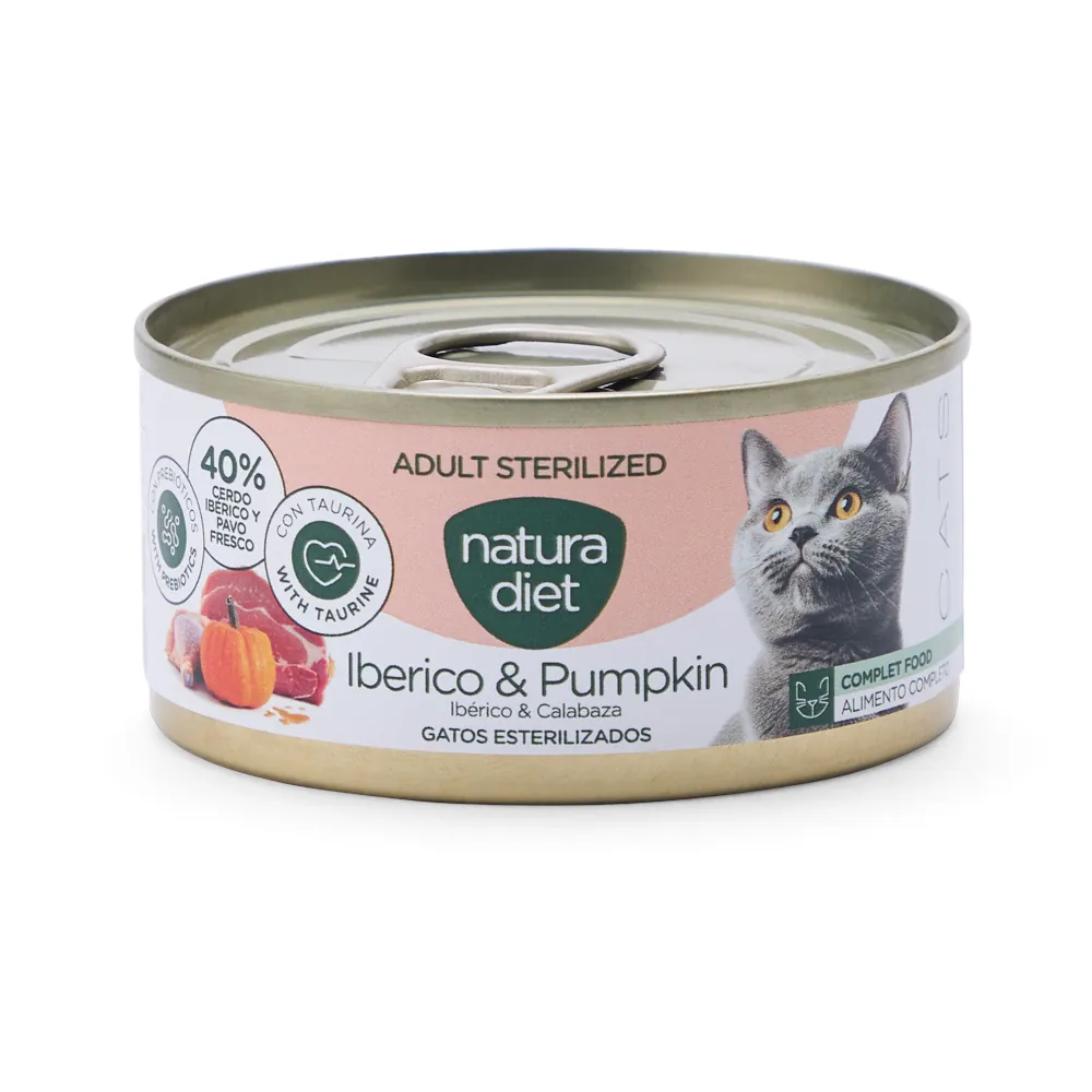 Natura Diet Paté Adult Cat Sterilized - Porco Ibérico e Abóbora