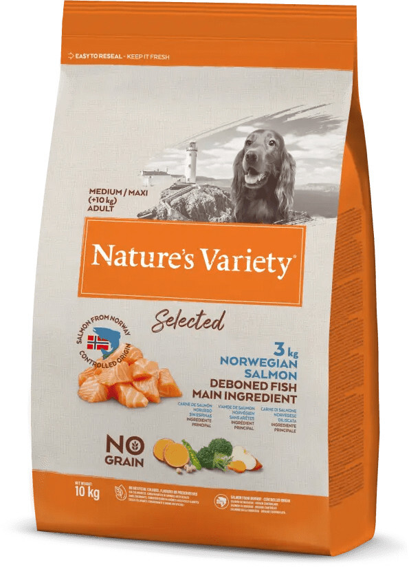 Natures Variety Selected No Grain Cão Medium-Maxi Adulto - Salmão da Noruega 1