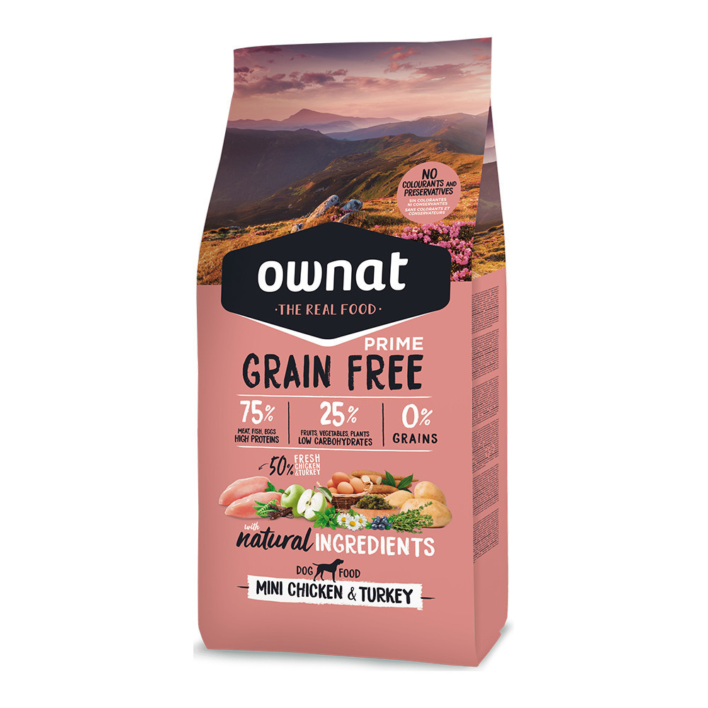 Ownat Grain Free Prime Cão Mini Adulto - Frango e Peru 0