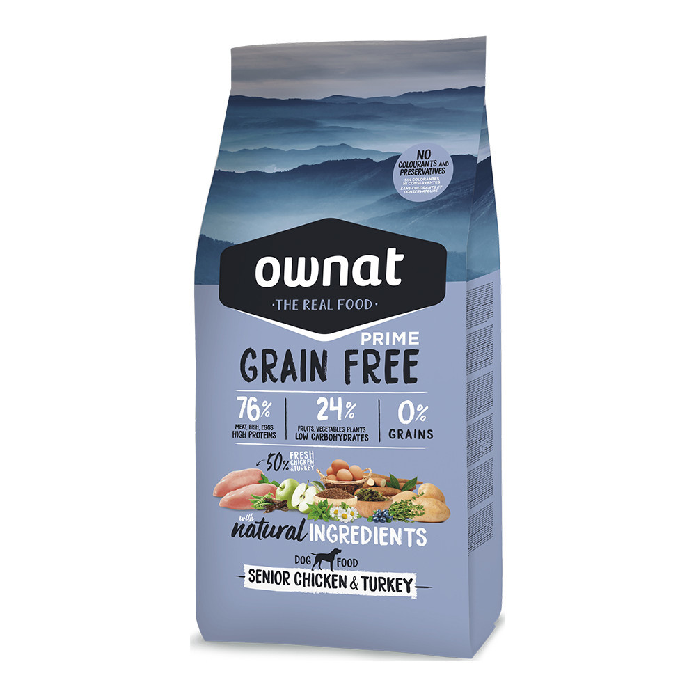 Ownat Grain Free Prime Cão Sénior - Frango e Peru 0