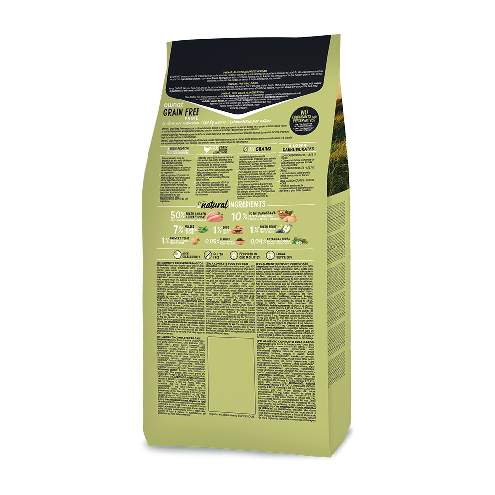 Ownat Grain Free Prime Gato Adulto - Frango e Peru 1