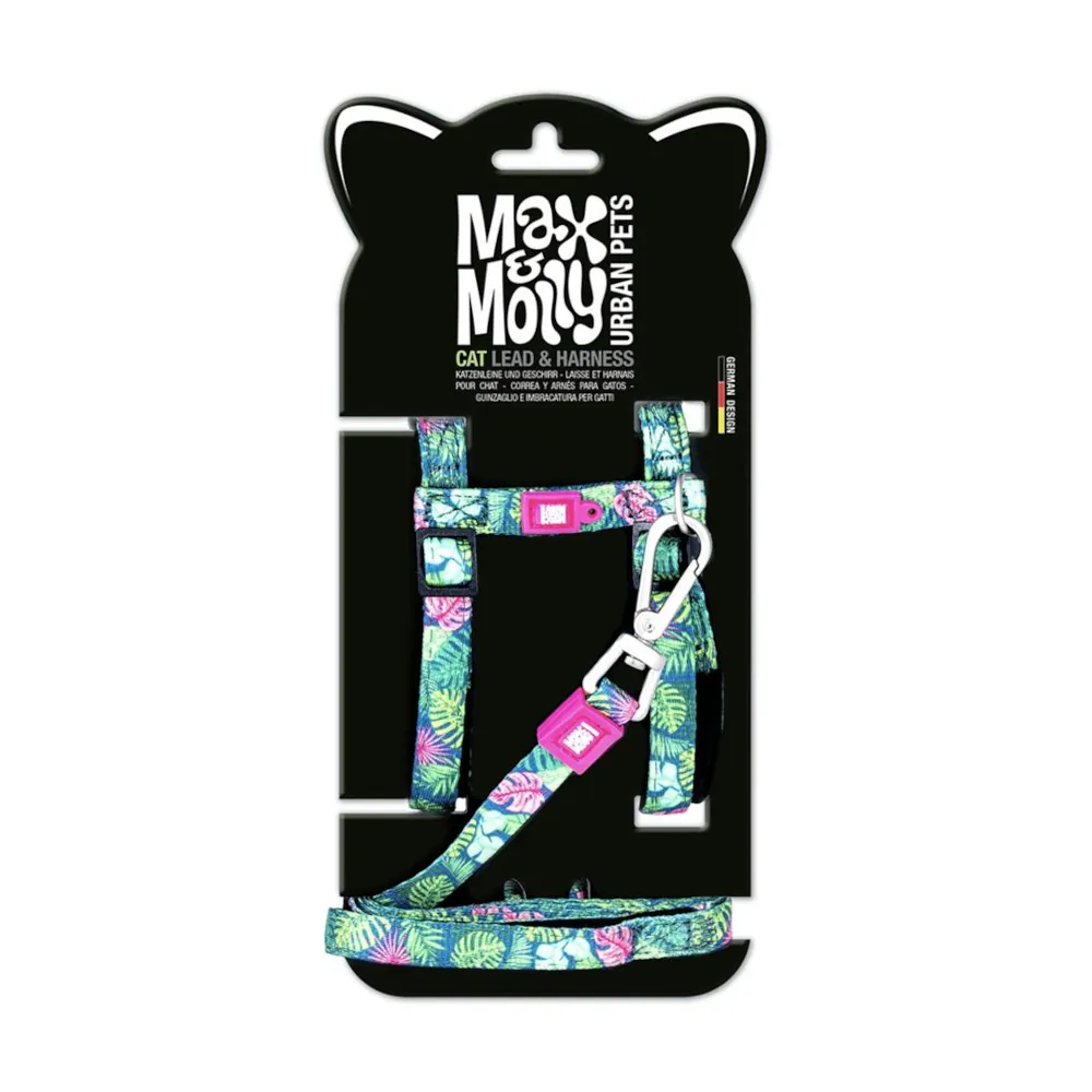 Peitoral + Trela Tropical para Gatos - Max & Molly