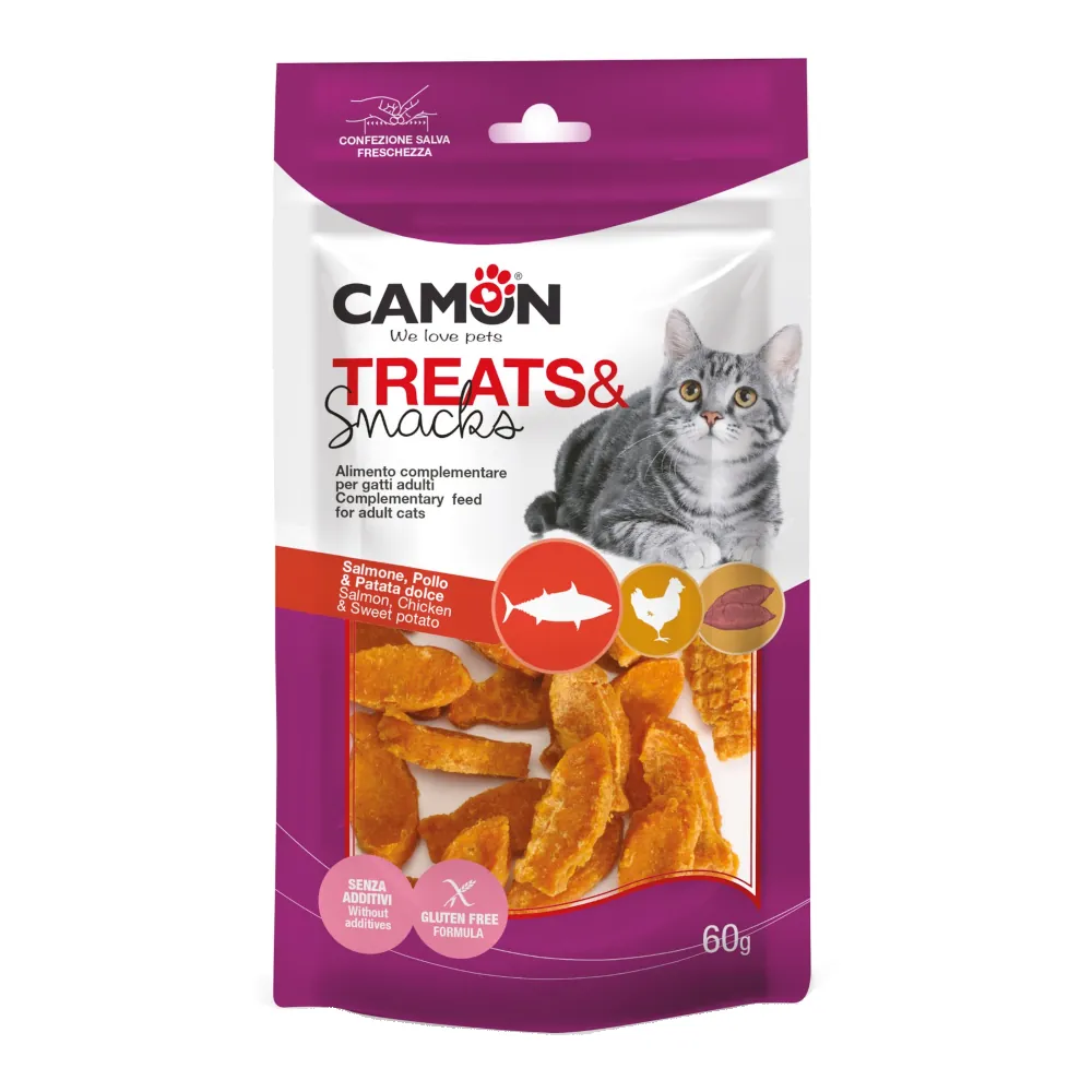 Snacks em Forma de Peixes com Frango e Batata Doce para Gatos - Camon
