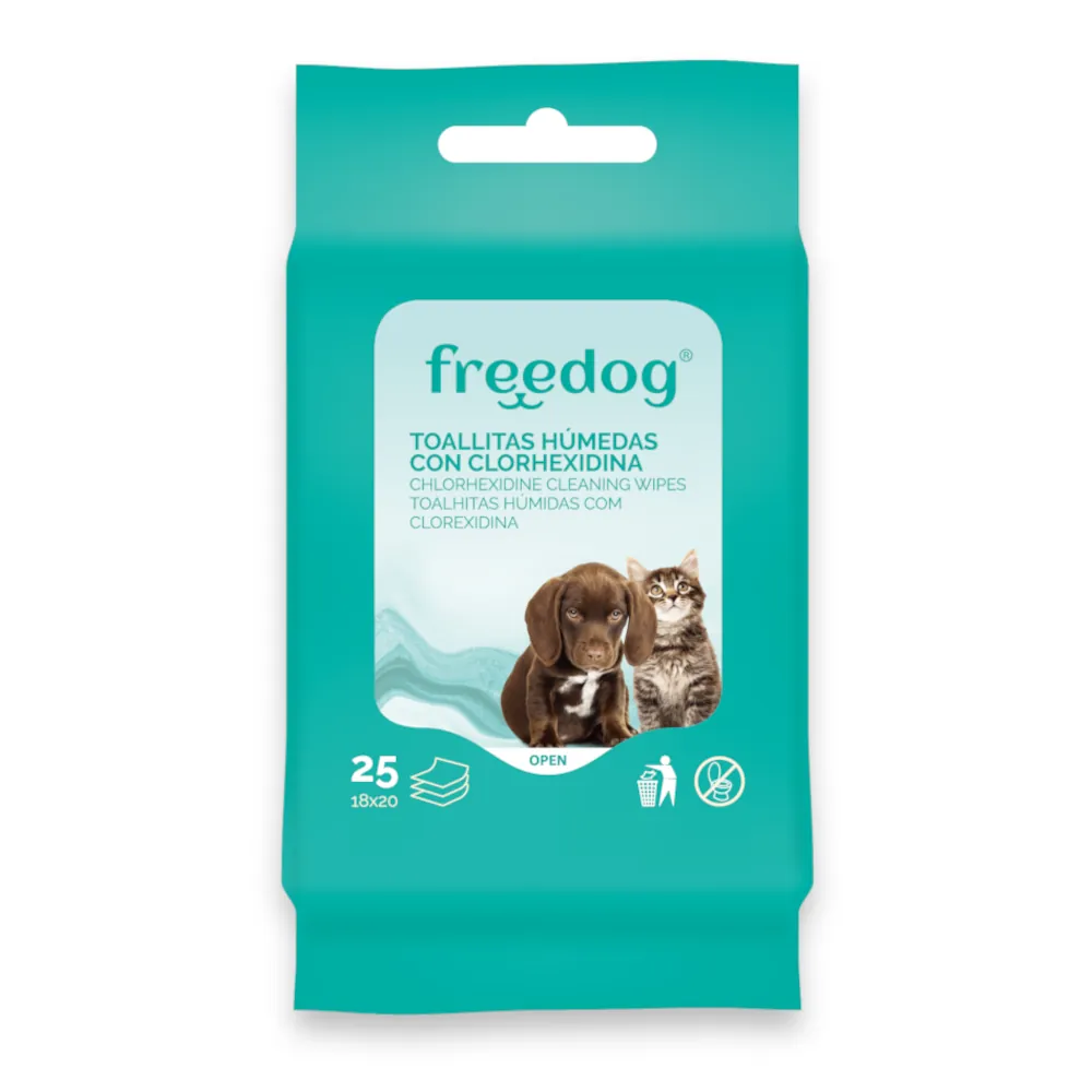 Toalhitas Húmidas com Clorexidina - Freedog