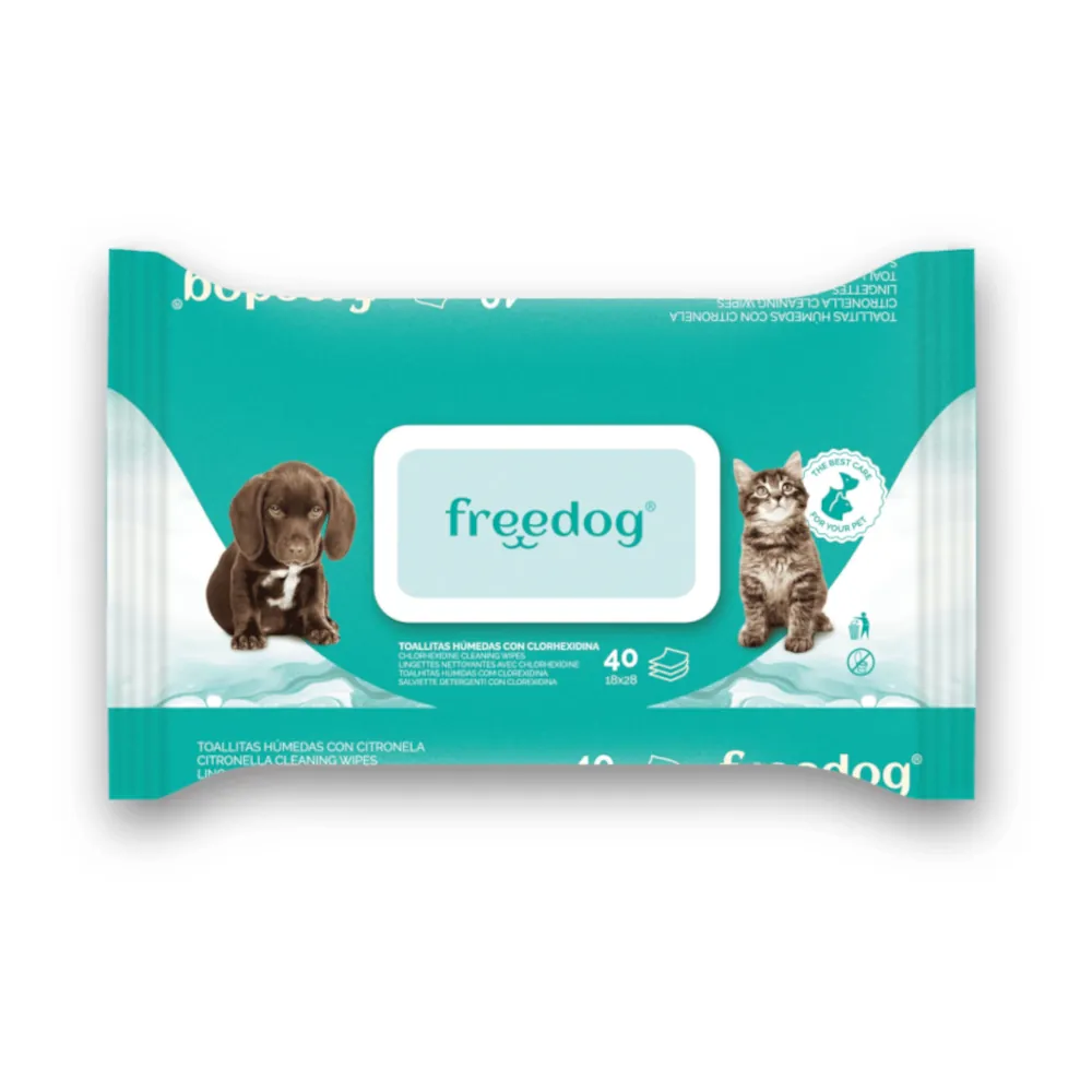 Toalhitas Húmidas com Clorexidina - Freedog