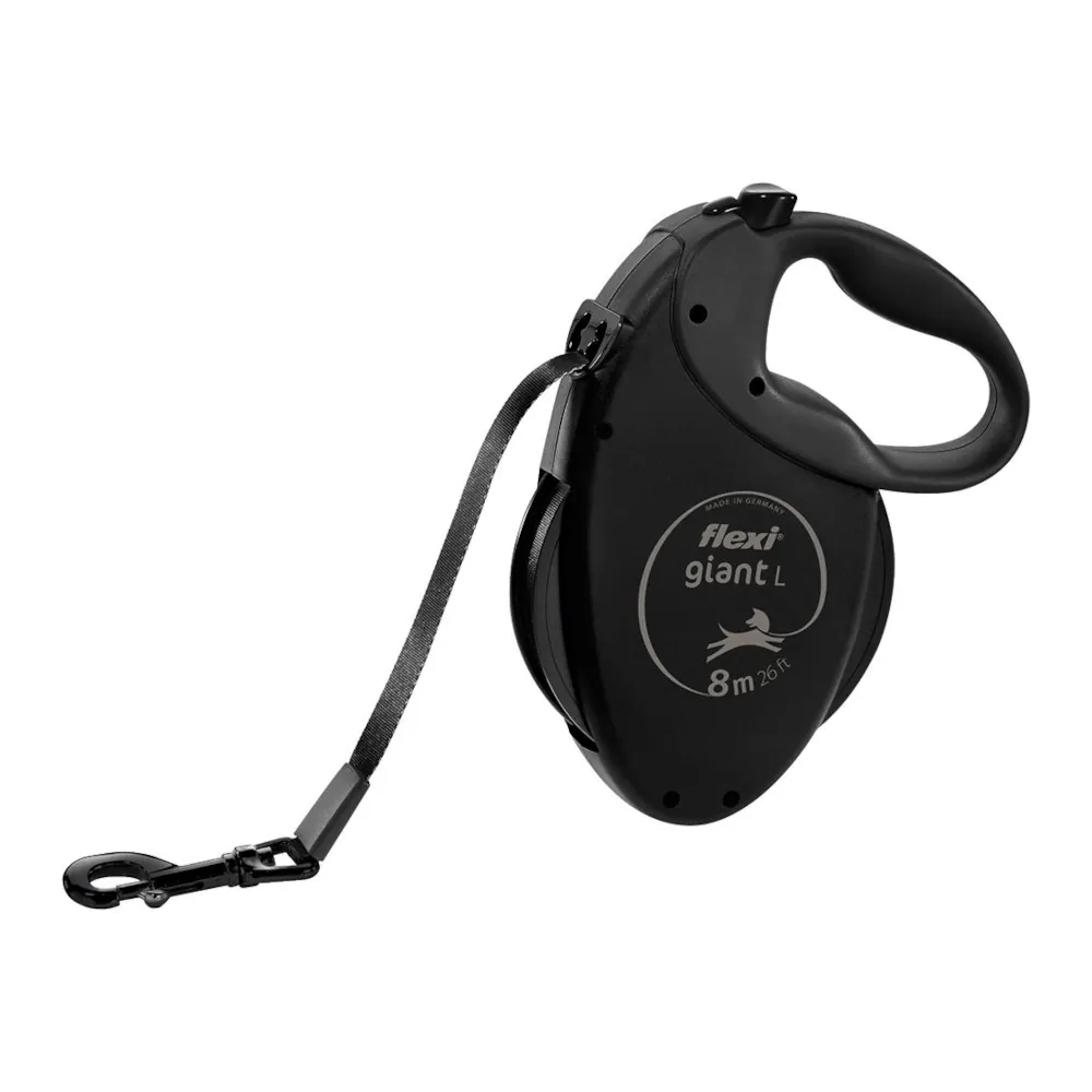 Trela Extensível Flexi Giant Black Edition com Fita