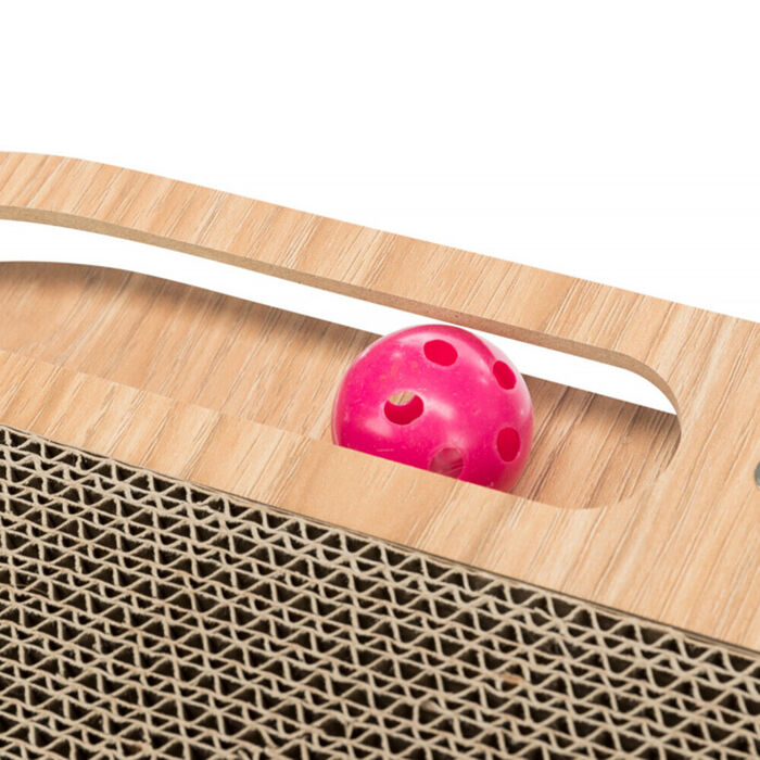 Arranhador Oval em Cartão-Madeira com Brinquedos e Catnip - Trixie