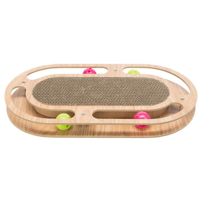 Arranhador Oval em Cartão-Madeira com Brinquedos e Catnip - Trixie