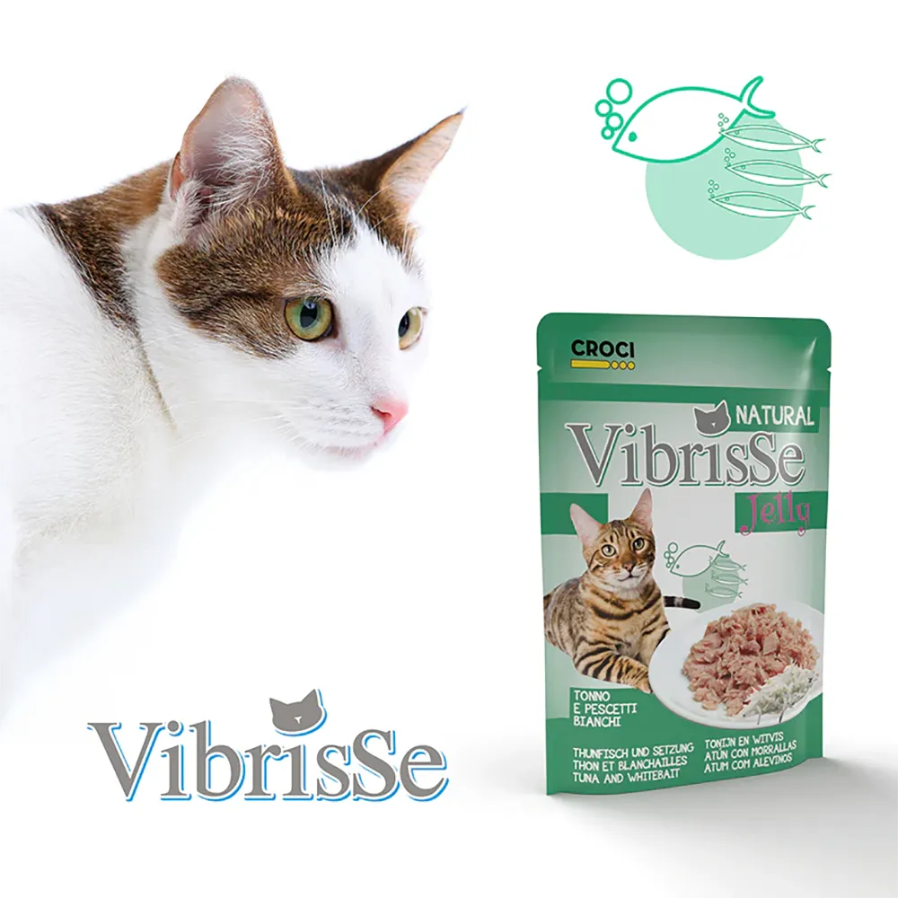 Vibrisse Jelly - Atum e Peixe Branco para Gatos
