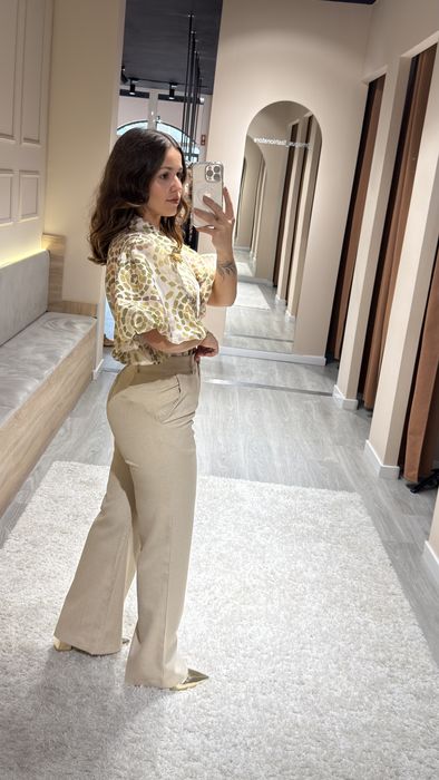 CALÇA EFEITO LINHO - TAUPE