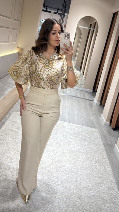 CALÇA EFEITO LINHO - TAUPE