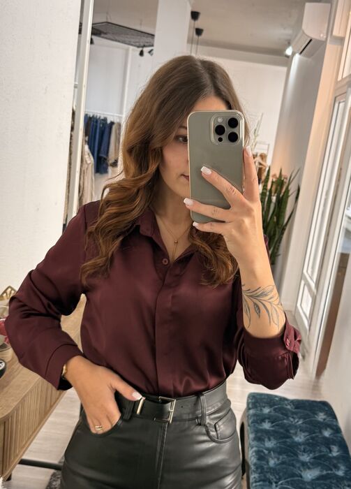 CAMISA ACETINADA - BORDEAUX