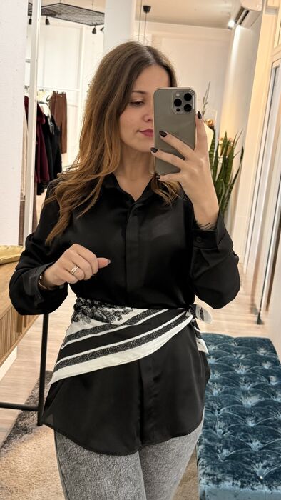 CAMISA ACETINADA - PRETA
