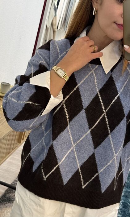 CAMISOLA ARGYLE - AZUL
