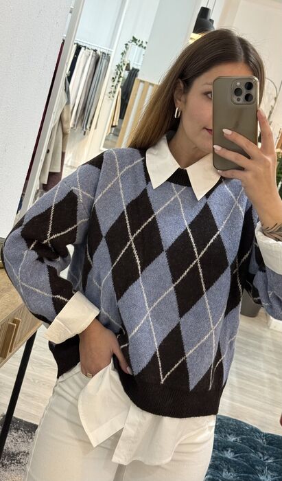 CAMISOLA ARGYLE - AZUL