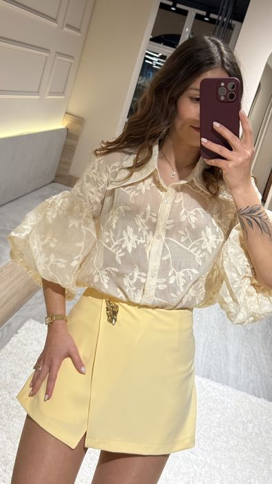 SAIA/CALÇÃO COM DETALHE DOURADO - AMARELO