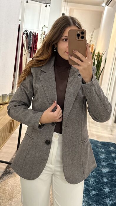BLAZER ESPINHA DE PEIXE - CASTANHO