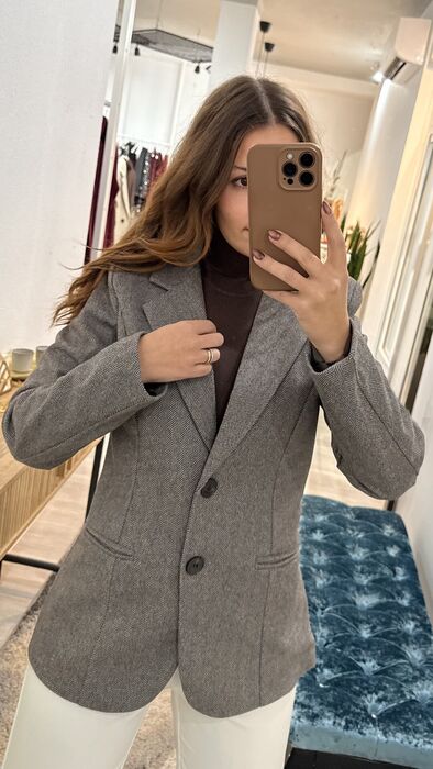 BLAZER ESPINHA DE PEIXE - CASTANHO