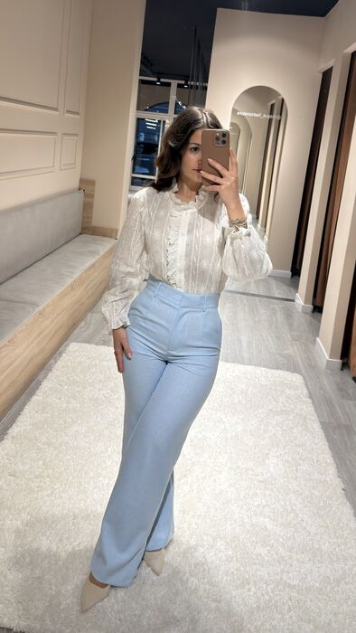CALÇA EFEITO LINHO - AZUL